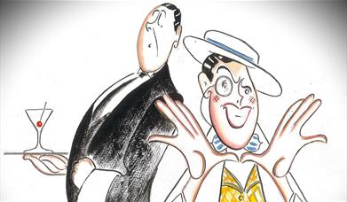 Cartoon image of a man and a butler