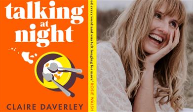 Author Claire Daverley with her novel Talking At Night