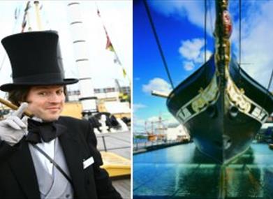 ss Great Britain and actor dressed at Brunel