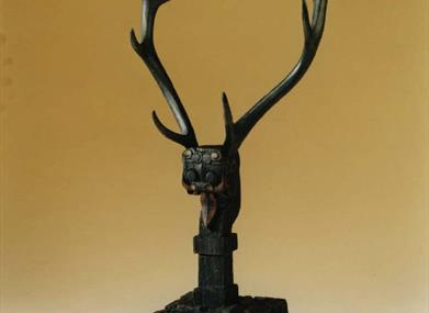 Guardian: Lacquered wood guardian figure
