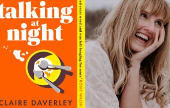 Author Claire Daverley with her novel Talking At Night