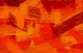 A mixture of red, yellow and orange brush strokes