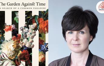 A photo of Olivia Laing next to their new book The Garden Against Time