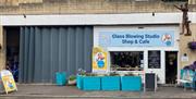 Exterior shot of the Glass Blowing Studio Shop & Cafe