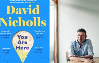 Author David Nicholls with his book You Are Here