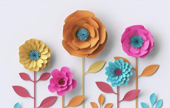 Flowers made out of paper on a blank background