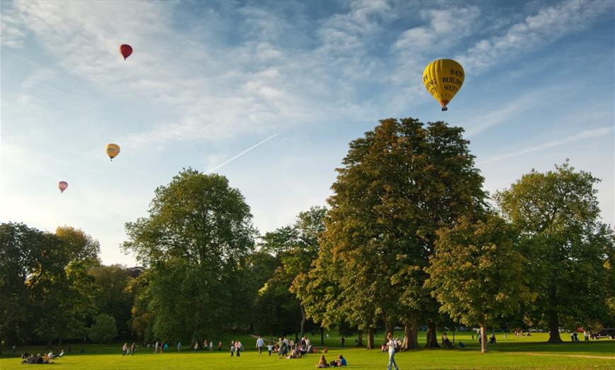 Hot air balloons over Royal Victoria Park