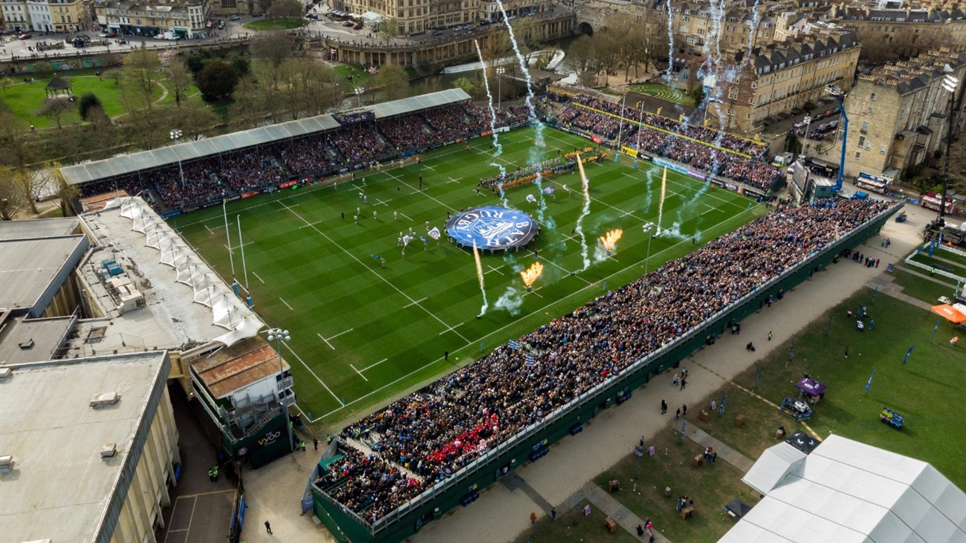 An arial view of Bath Rugby at The Rec