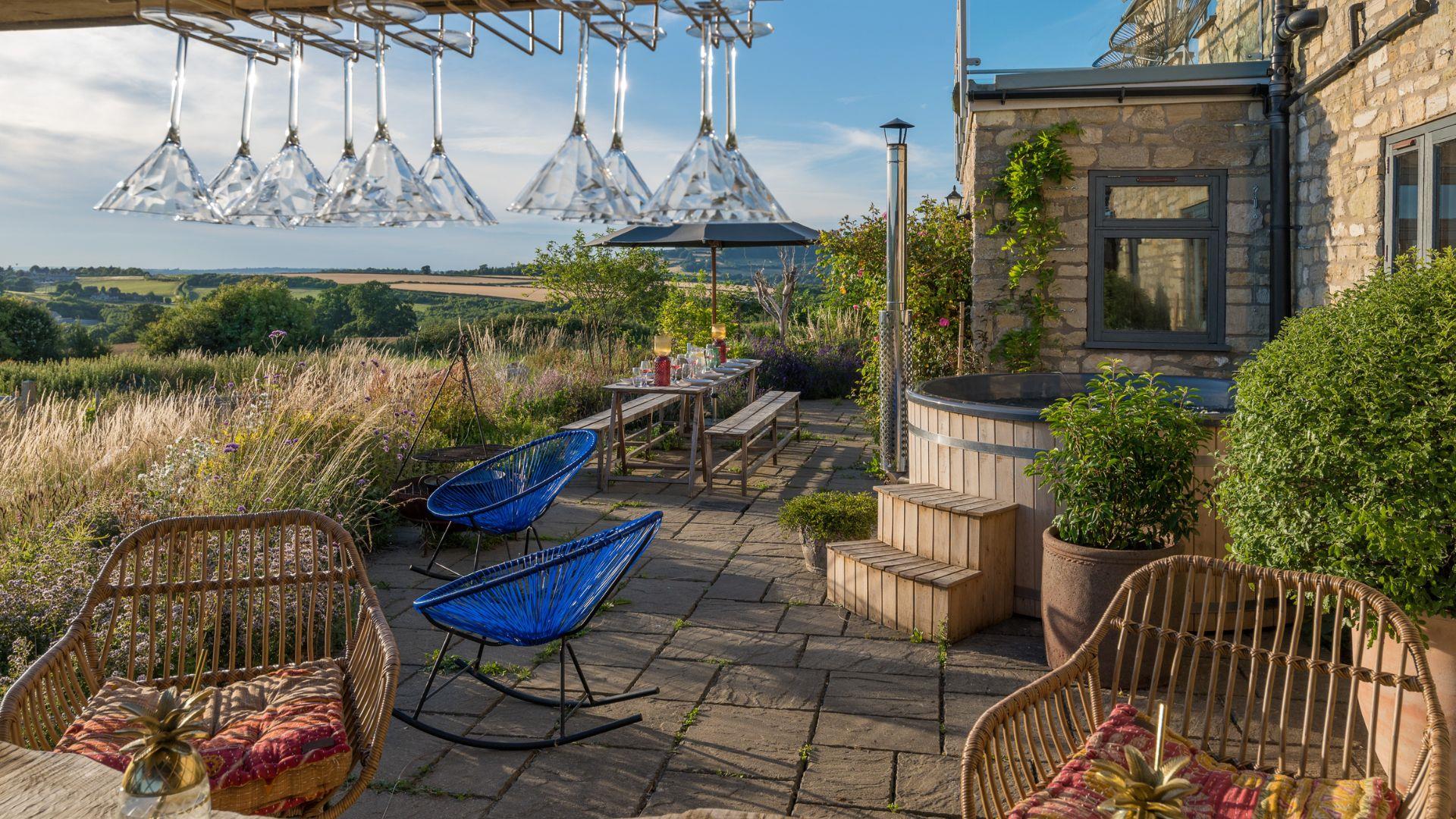 garden terrace with hot tub