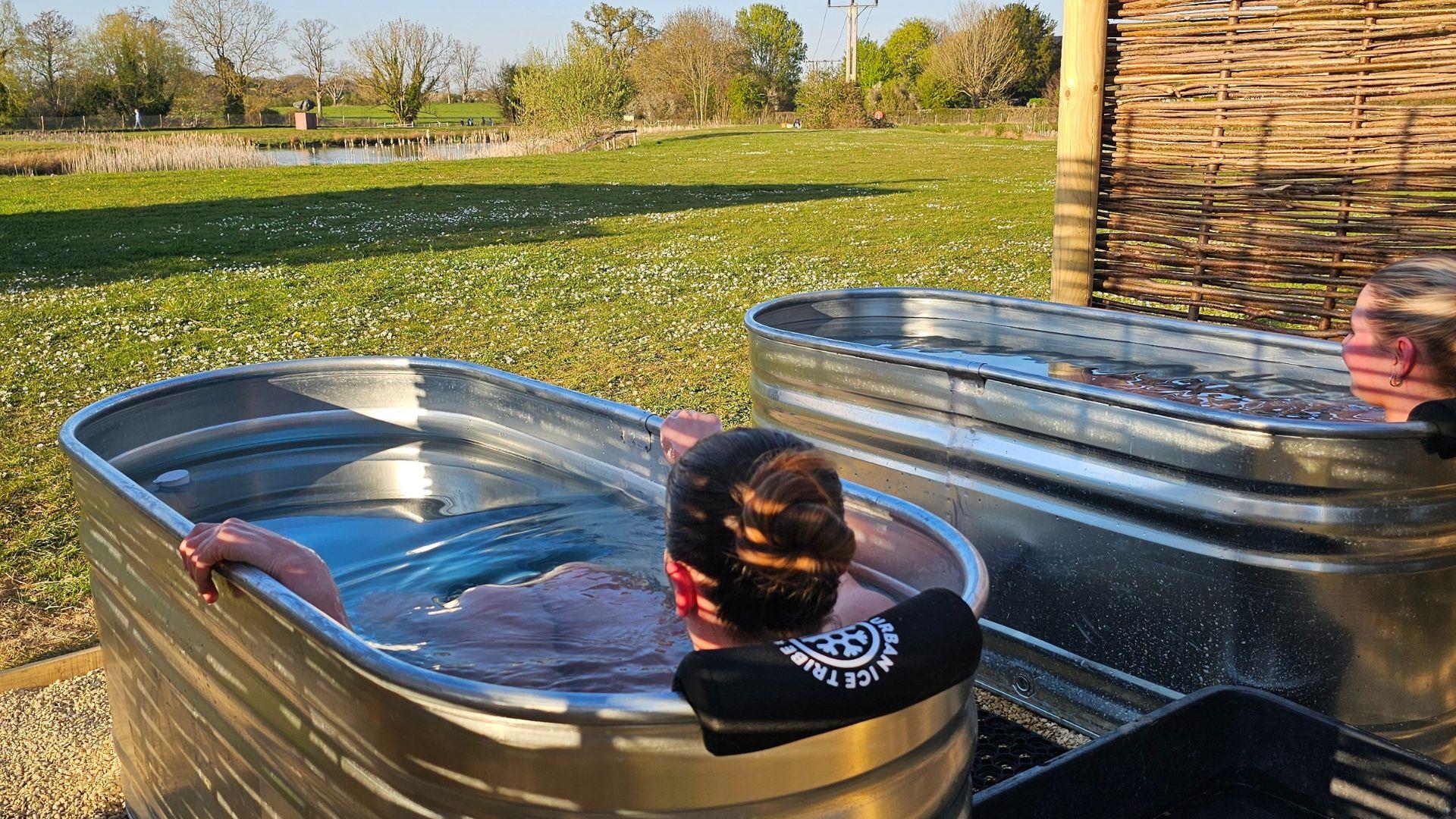 Two women in ice baths