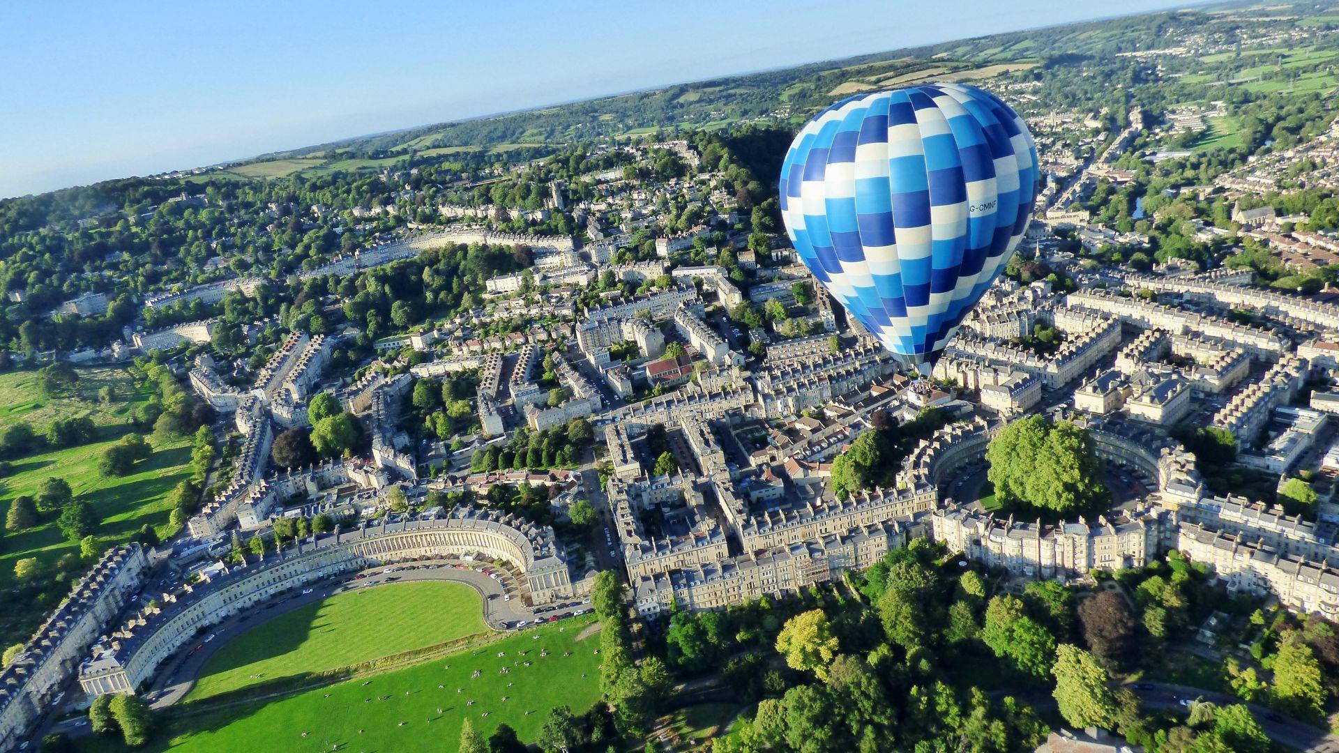 Hot air balloon over Bath