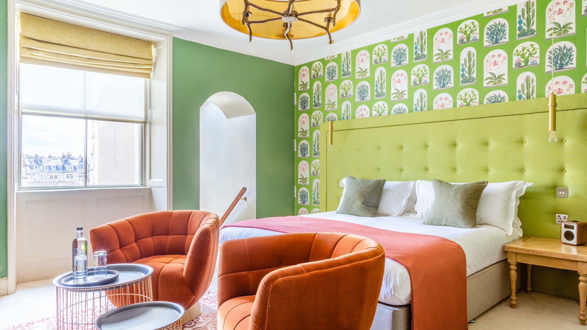 Green bedroom at The Queensberry Hotel