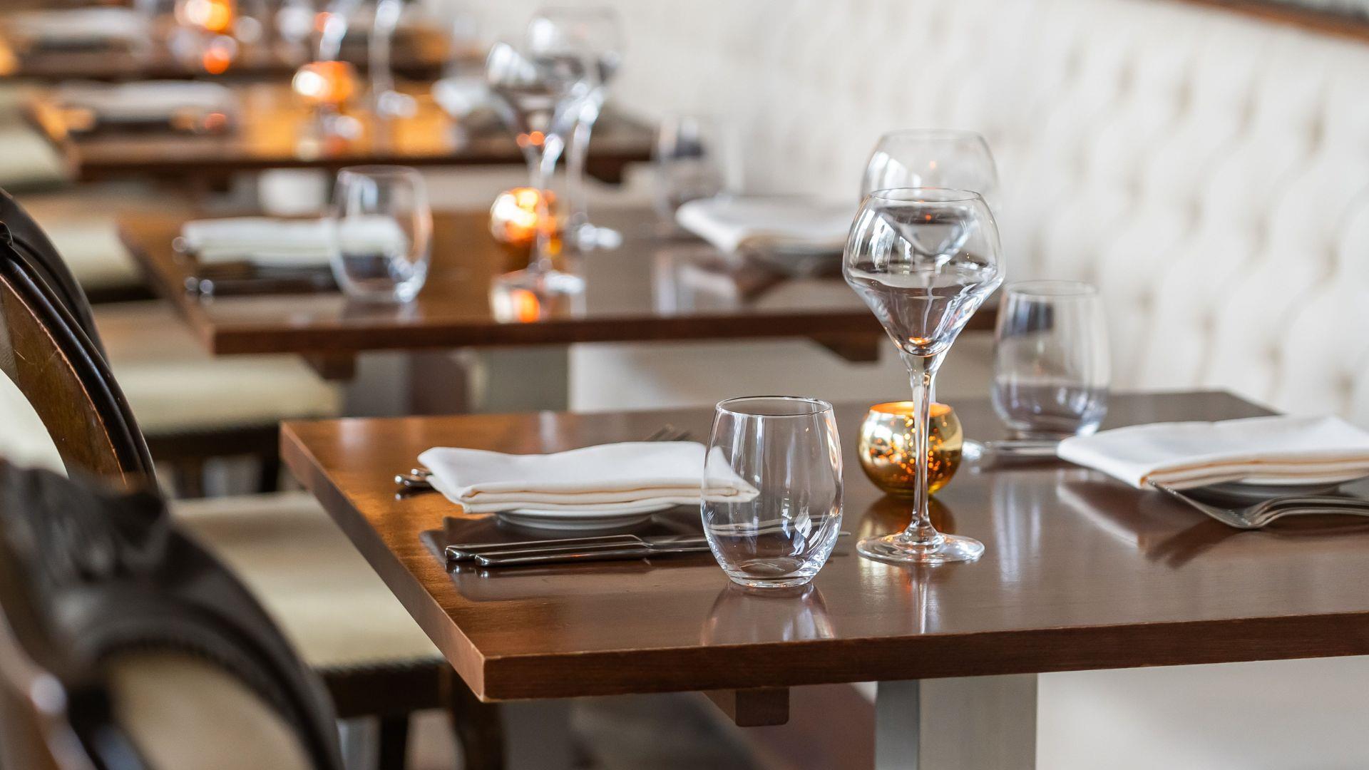 Close up of table and glasses