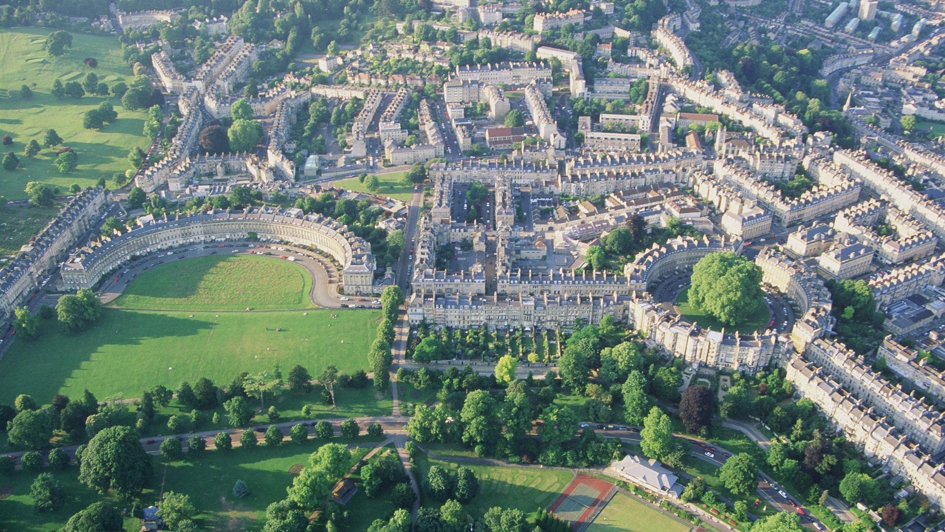 Aerial View The Circus and The Royal Crescent from the Air
