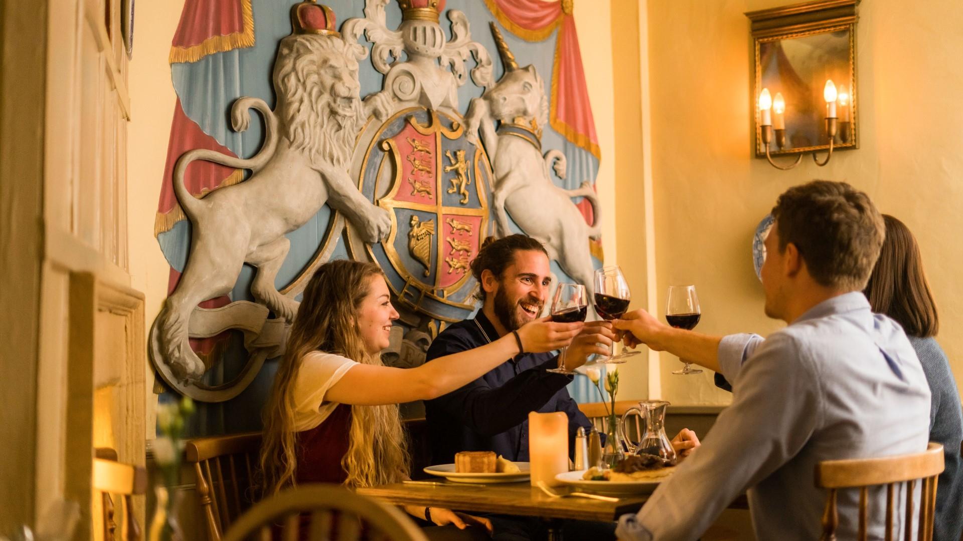 Sally Lunn's group toasting drinks