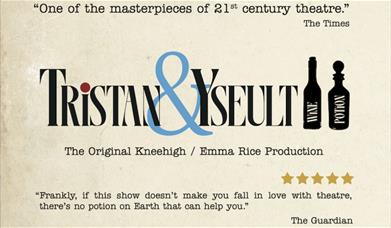 The words 'Tristan & Yseult' are displayed next to a potion bottle and a wine bottle.