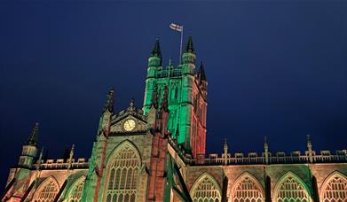 A church set against the starry night sky