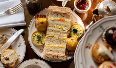 an afternoon tea, with sandwiches and scones