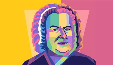 Colourful image of J S Bach 