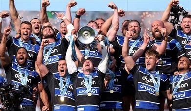 Rugby team celebrating