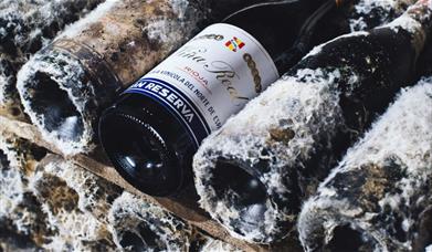 Bottles of Rioja on shelf