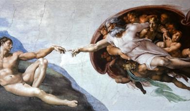 Classic painting of God reaching out to man