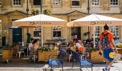 Exterior of the Dough restaurant on Kinsgmead Square in Bath