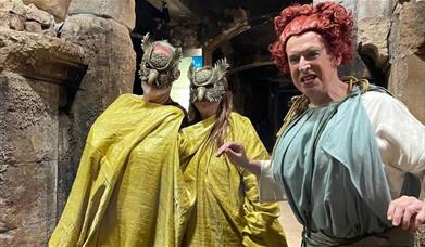 Actors in costume at the Roman Baths