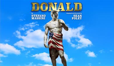 A statue of Donald Trump wrapped in an American flag. 