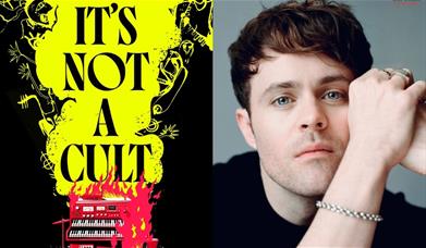 Joey Batey and the cover of his book.