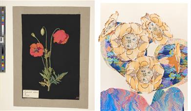 Two artworks depicting flowers 