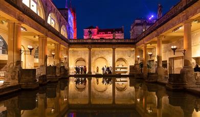 The Roman Baths at night
