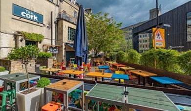 Beer garden at The Cork