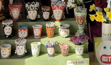 Handmade ceramic pots displayed at our last spring market