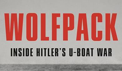 A black and white image of the ocean, with the words: WOLFPACK: INSIDE HITLER'S U-BOAT WAR