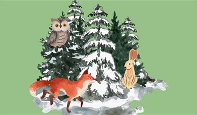 Owl, Fox and Hare in Woodland
