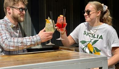 People in pub garden