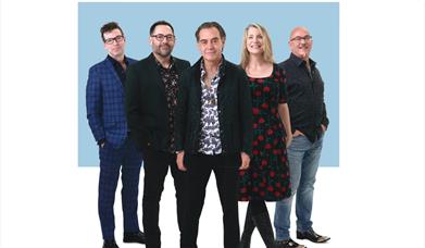 The five members of The Crash Test Dummies looking to camera