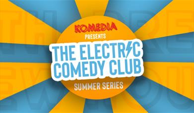 a colourful Electric Comedy Club banner