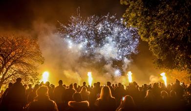 Crowd watching fireworks