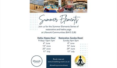 Flyer for Summer Elements Yoga Series