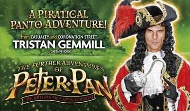 A promotional poster for the 'Further Adventures of Peter Pan' pantomime at Theatre Royal Bath