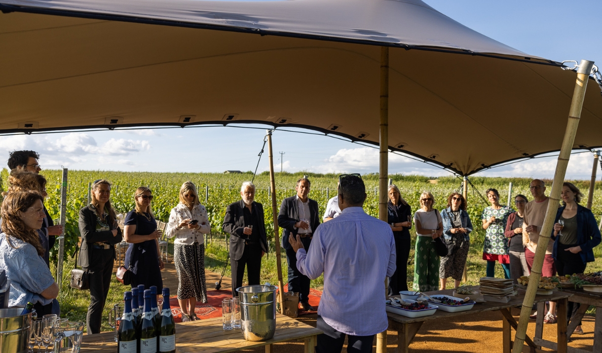 Tour group listening to tour guide