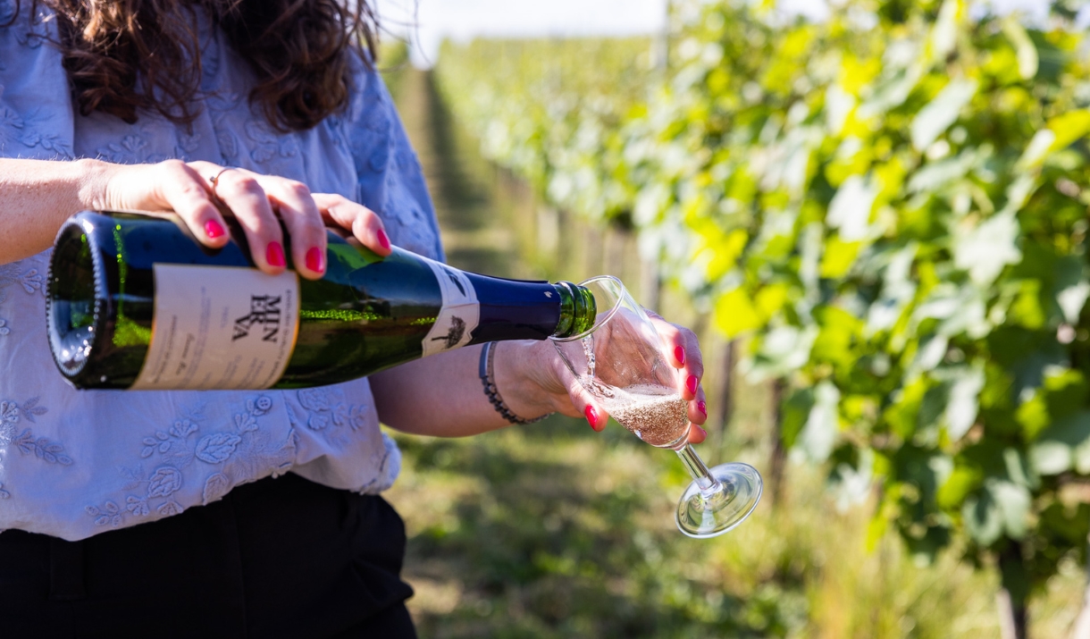 Wine poured into glass