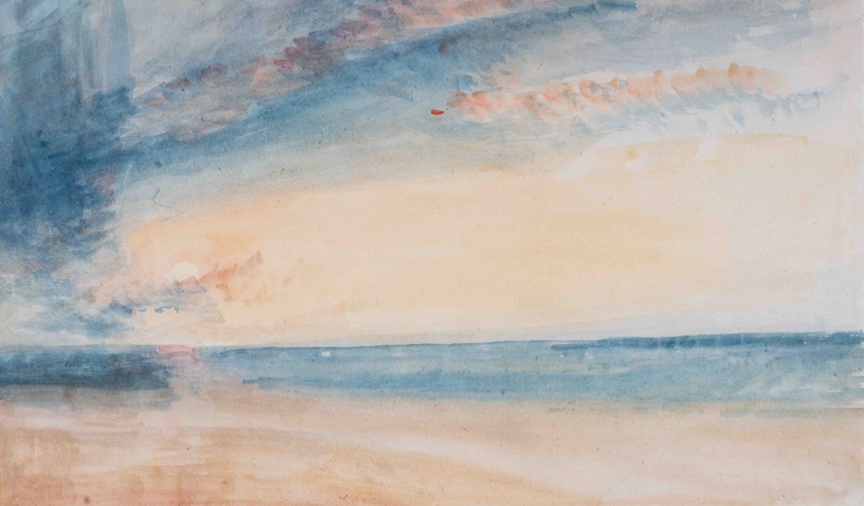 Red and blue sunset sky over the sea, c.1835, watercolour, IA32. Private Collection, photography © David Kirkham Fisheye.