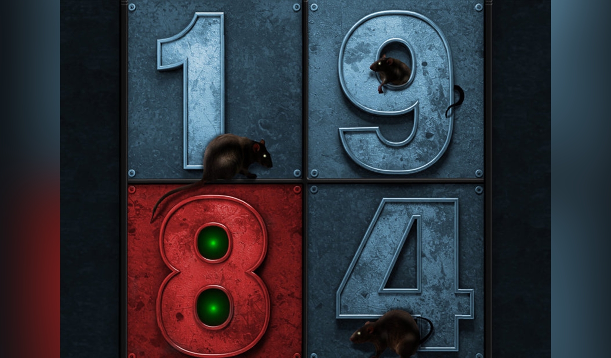 '1984' is in big letters, with rats surrounding it.