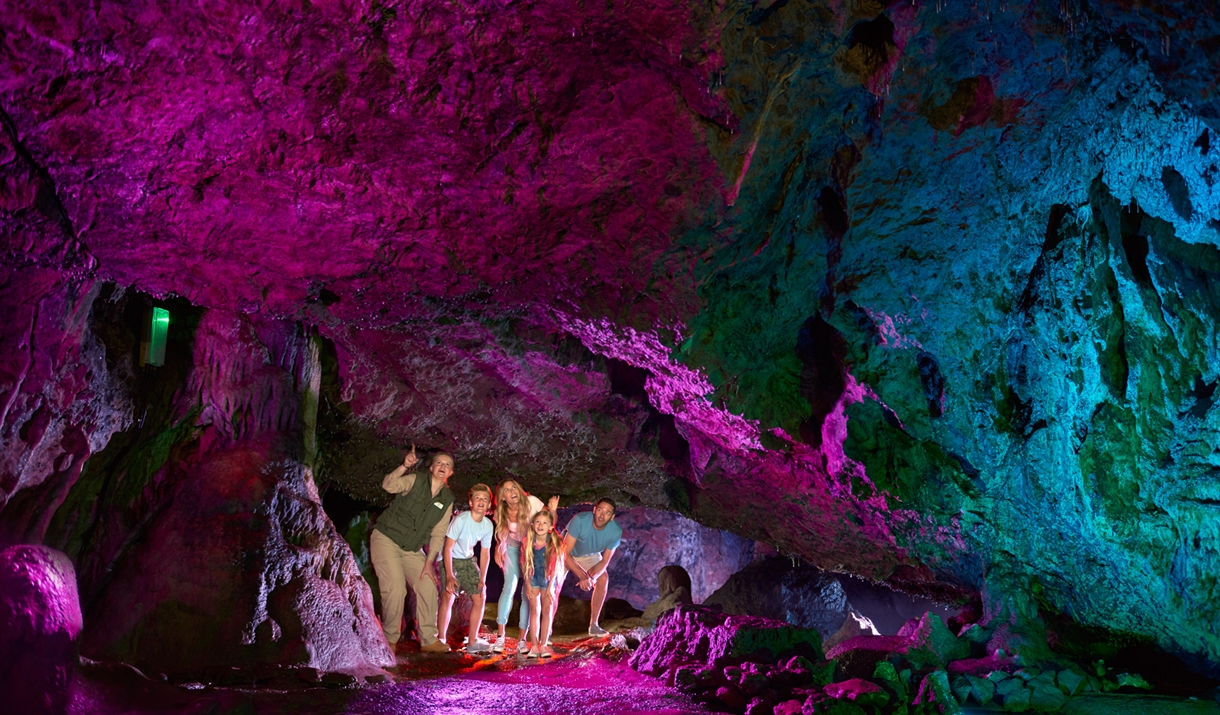 Group exploring the Wookey Hole Caves