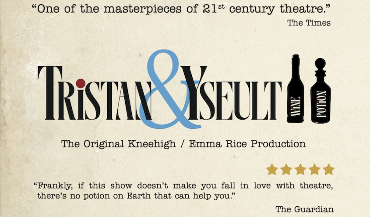 The words 'Tristan & Yseult' are displayed next to a potion bottle and a wine bottle.