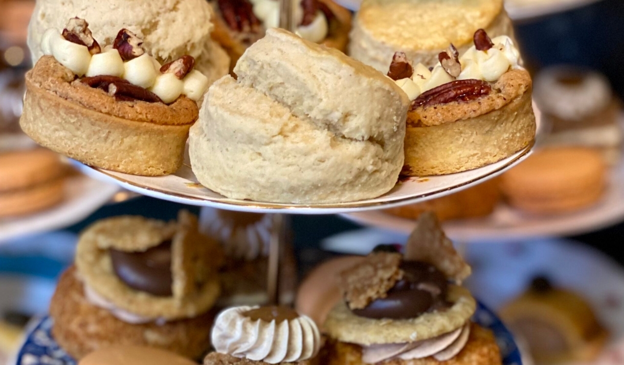 Scones and cake display