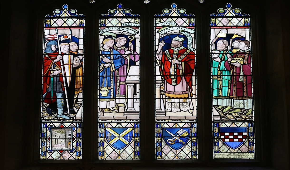 Stained glass window at Bath Abbey